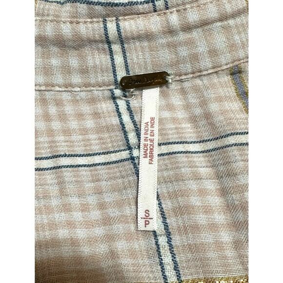 Womens Free People brand stride metallic pink gold plaid oversized tunic top sm. - Picture 8 of 10